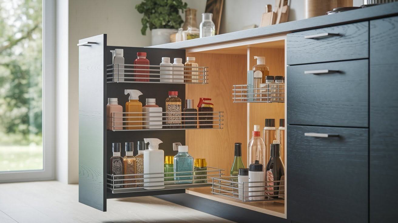 Hidden Storage Behind Cabinet Doors